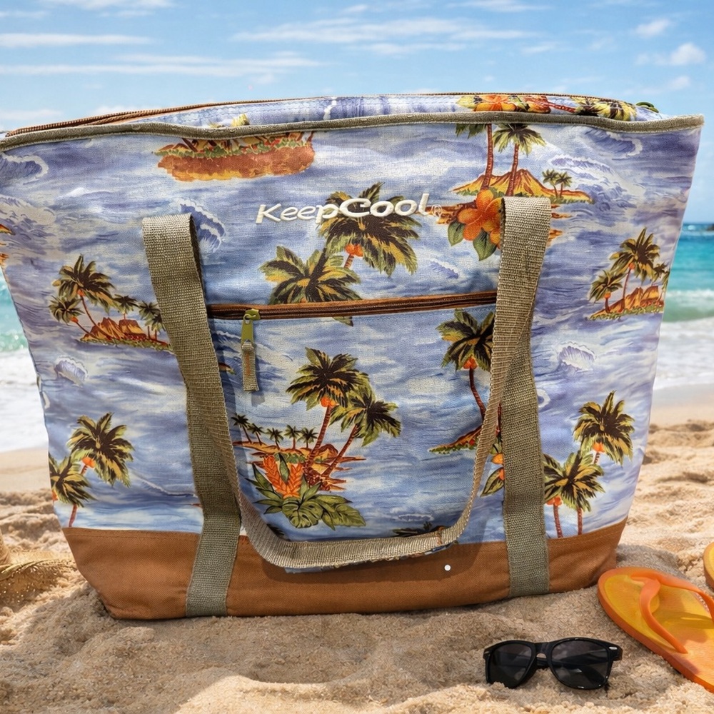 SOLD EUC Keep Cool Tropical Beach Cooler Bag - with Zipper top